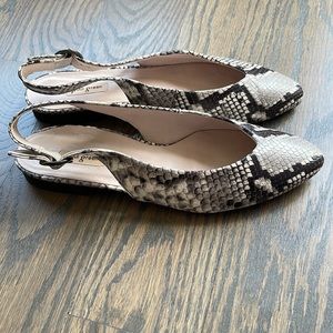 Women’s Paul Green Snake Print Leather Slingback Flat Size 6.5M